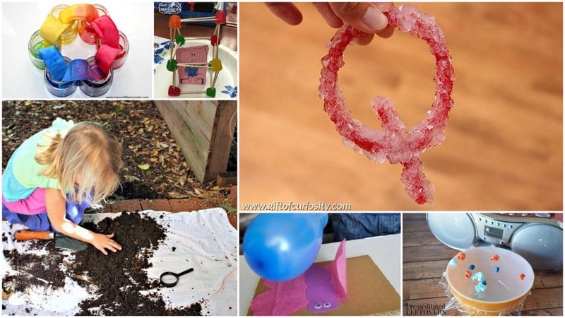 Collage of kindergarten science activities and experiments