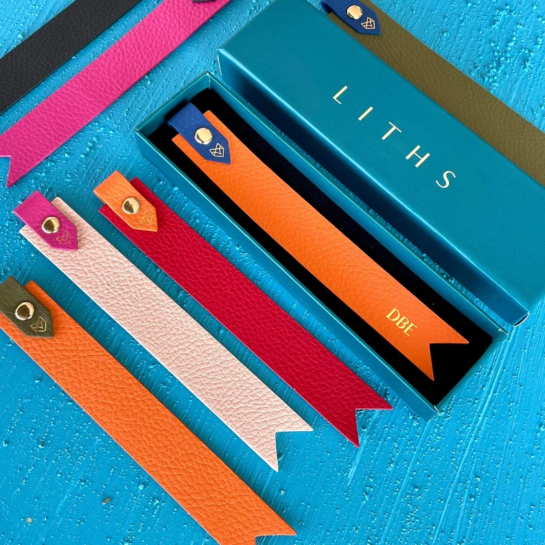 Gifts for librarians: leather bookmarks