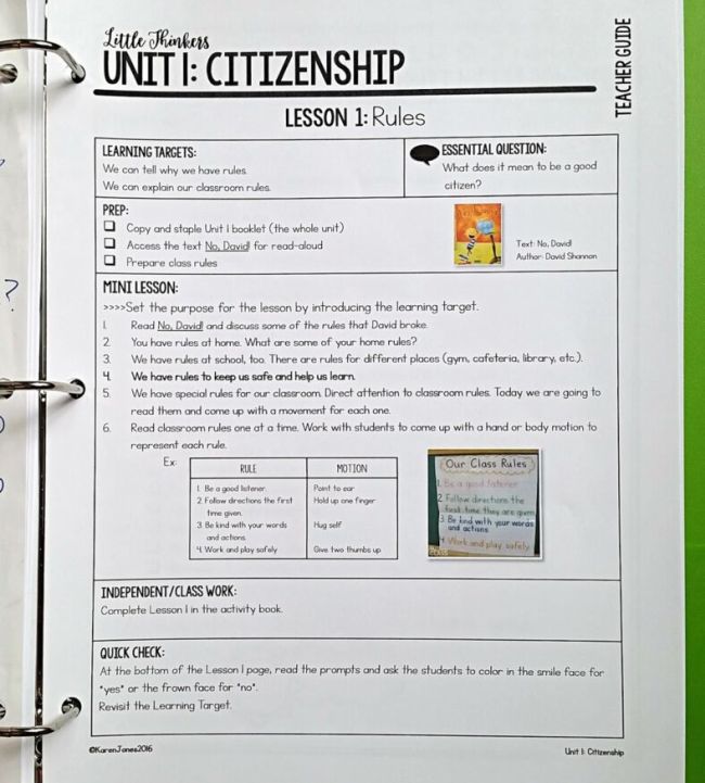 Detailed social studies lesson plan for elementary school on rules