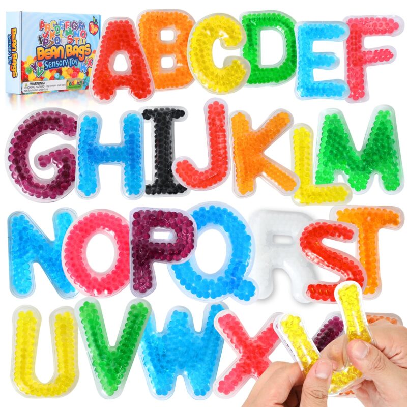 Capital letters are filled with gel like beads. 