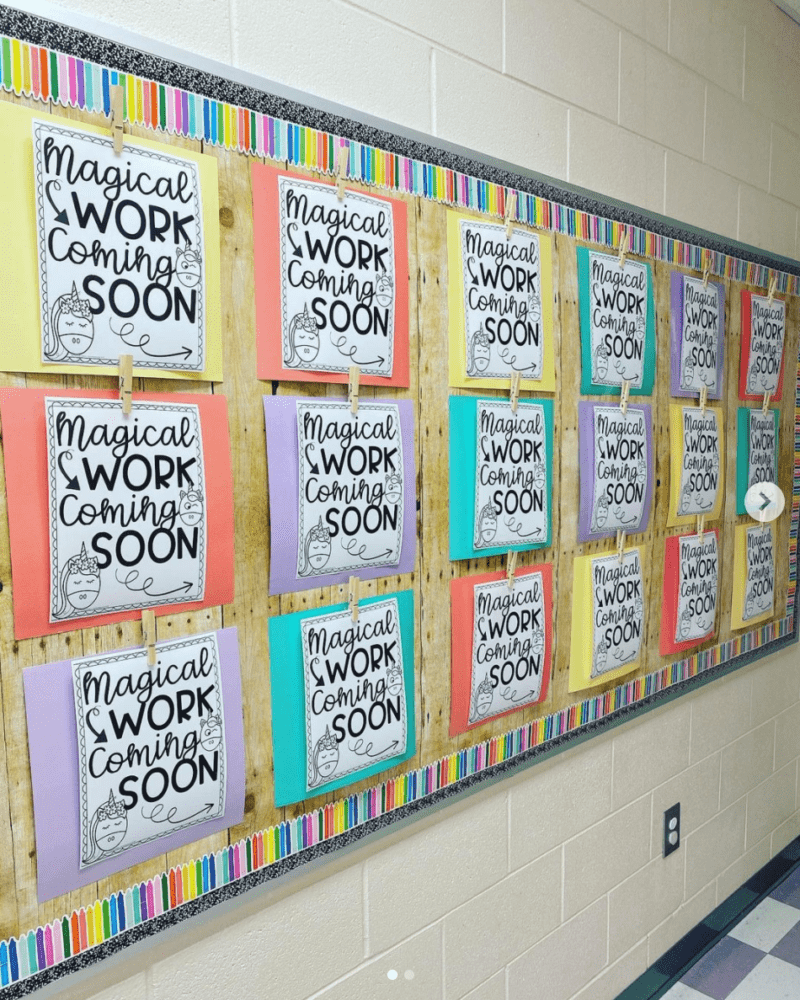 Magical work coming soon back to school bulletin board