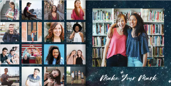 Collage of images featuring happy teens with caption Make your Mark