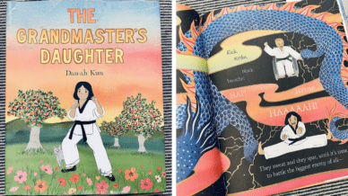 The Grandmaster's Daughter by Dan-ah Kim book cover and pages, an example of martial arts books for kids