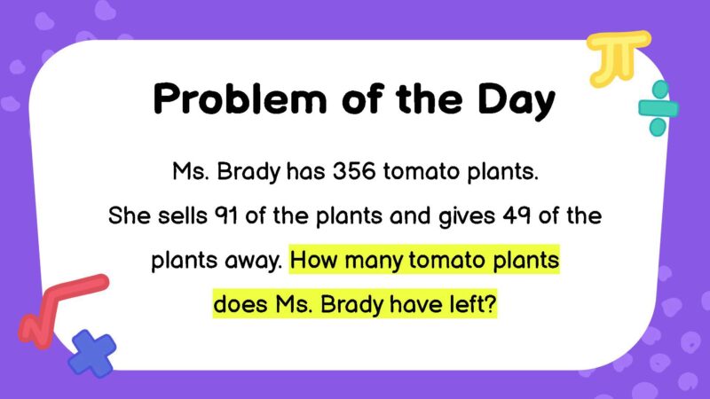 Subtraction third grade math word problem