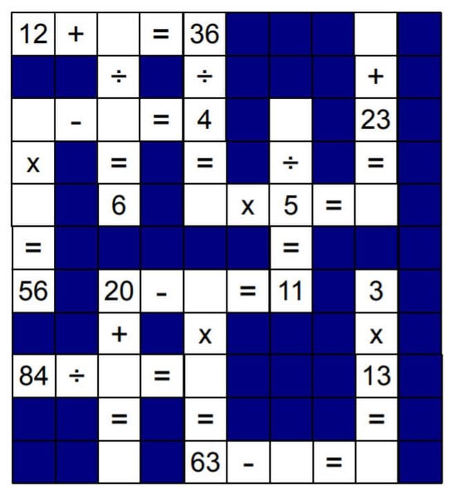 Easy Maths Crossword Puzzles With Answers