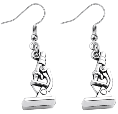 Microscope silver dangle earrings