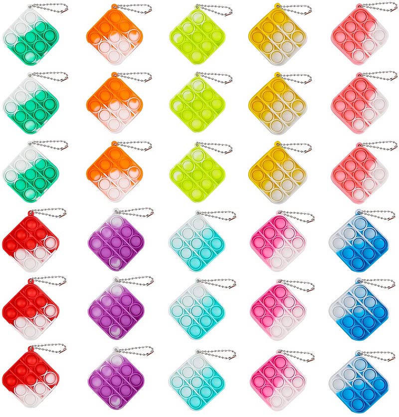 Multicolor mini-fidget pop toy keychains