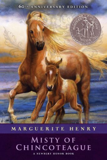 Misty of Chincoteague by Marguerite Henry, illustrated by Karen Haus Grandpre, as an example of horse books for kids