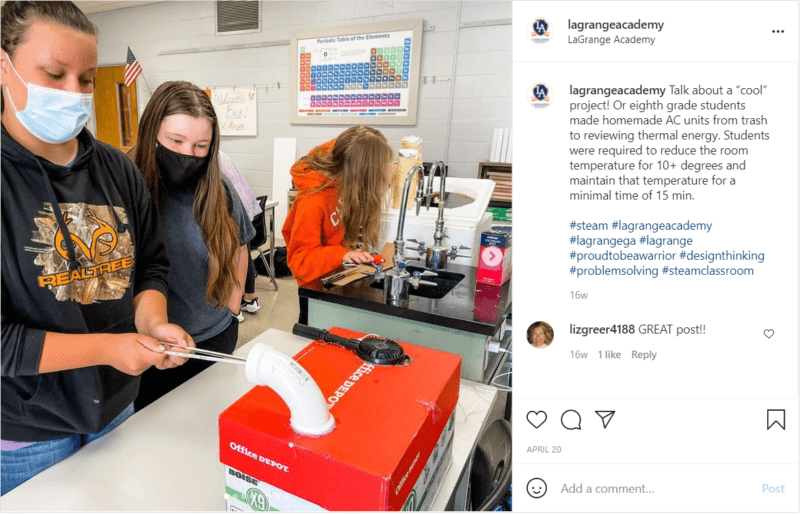 Students in the classroom making a DIY air conditioner