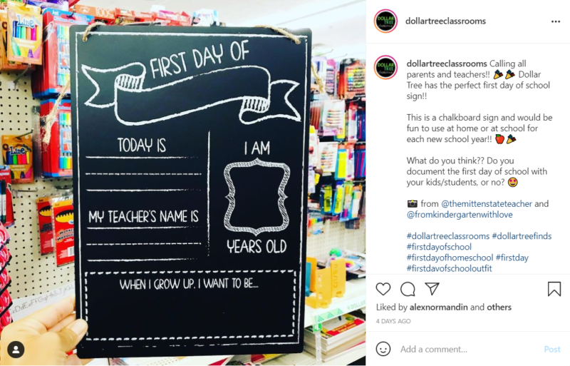 Chalkboard First Day of School sign found at dollar store