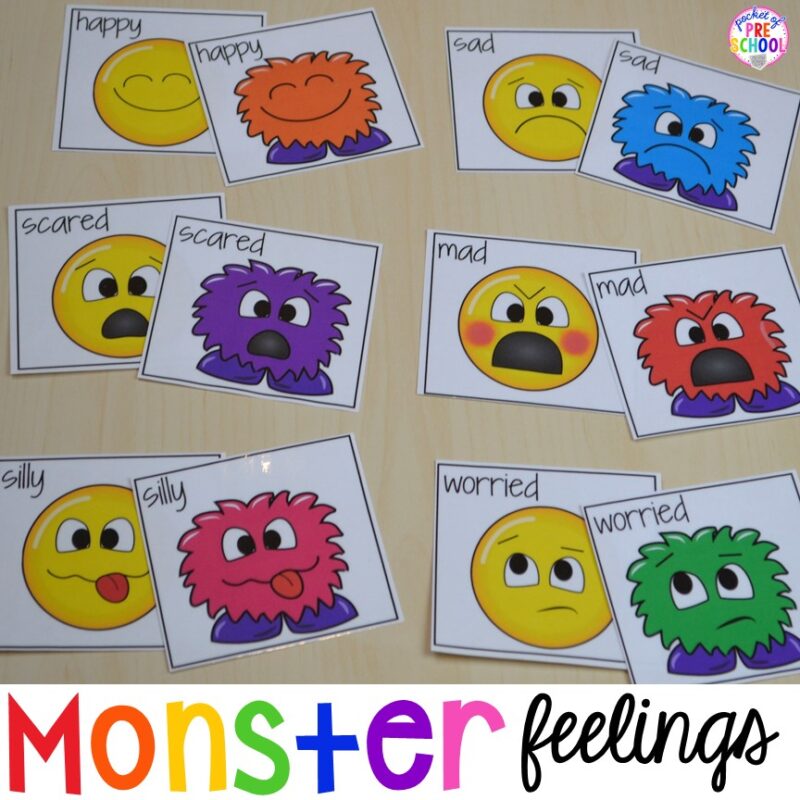 monster matching cards used for zones of feelings regulating activities