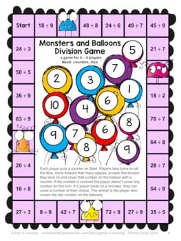 slobbery long division games printable hunter blog