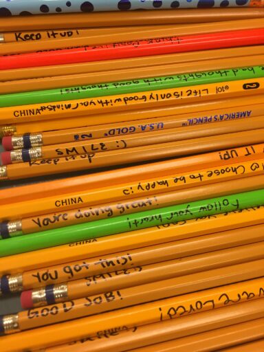 write motivational messages on pencils