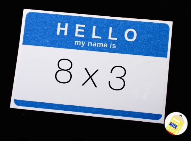 "Hello my name is 8x3" sticker (Math Facts Practice)