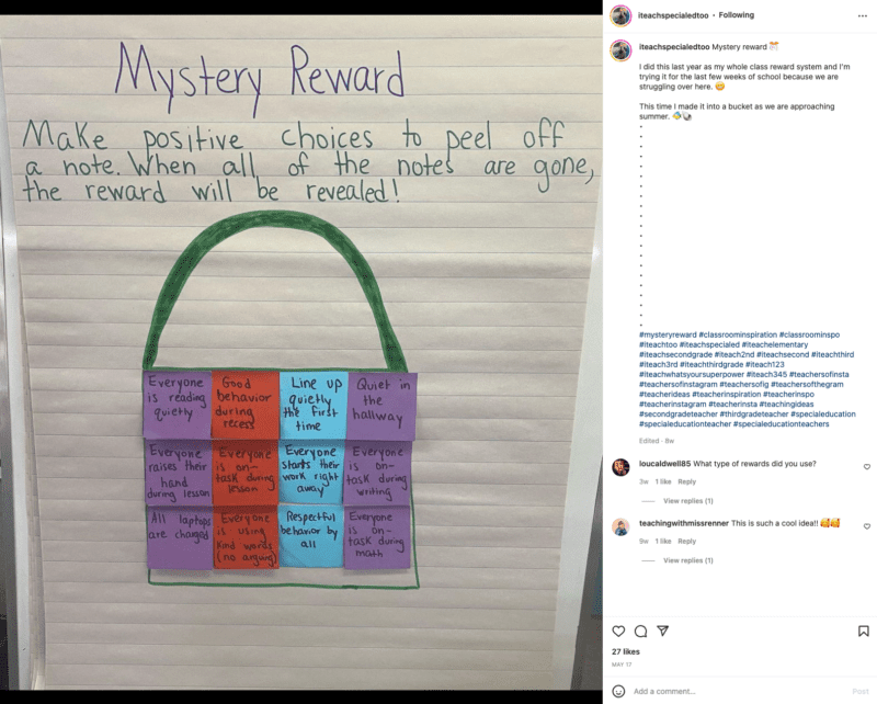 mystery reward classroom idea