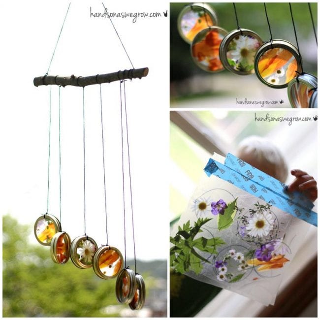 recycled lid wind chime craft 