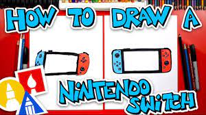 Text reads How to Draw a Nintendo Switch.  It shows two drawings side by side of the video game controller. 