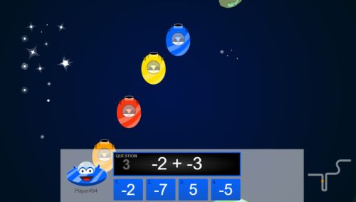 Screenshot from Orbit Integers online math game