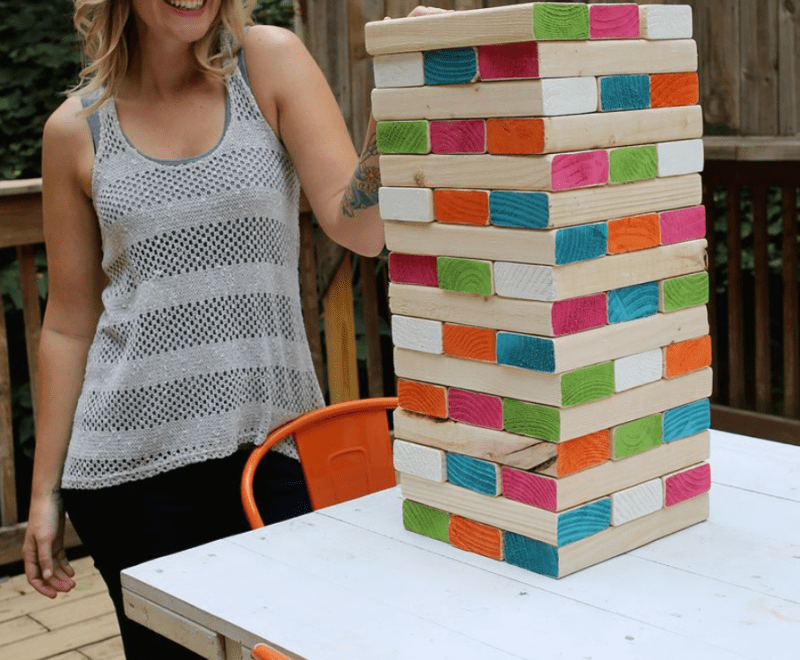 DIY giant Jenga outdoor game