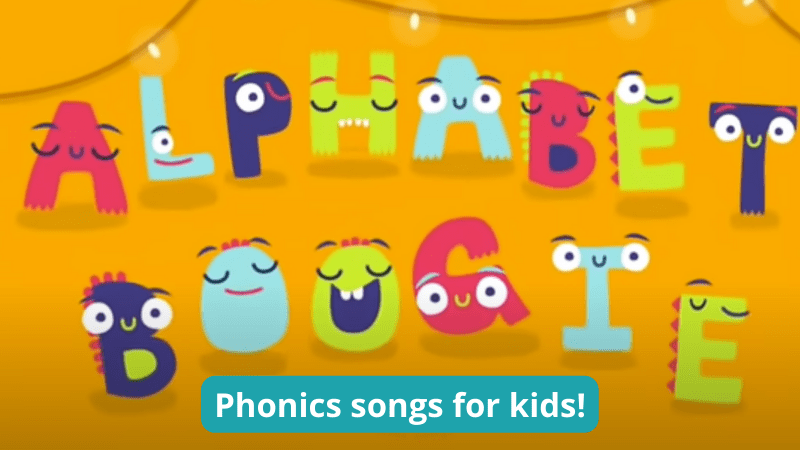 Still shot from a phonics song video for kids