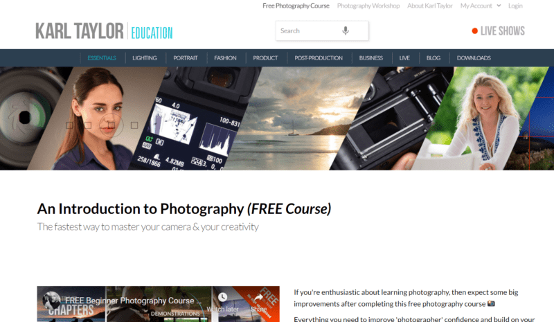 Introduction to Photography website for students