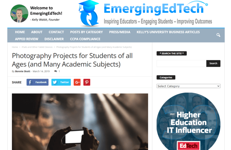 EmergingEdTech photography websites for students