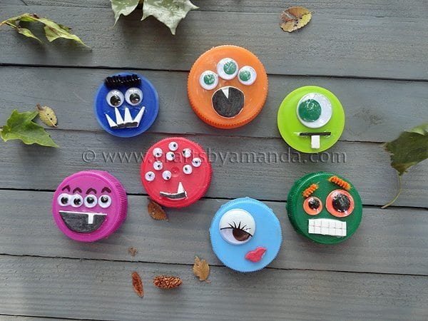 recycled bottle top monsters craft 