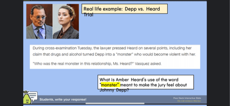 Slides from Jessica Kirkland's class using the Depp/Heard trial