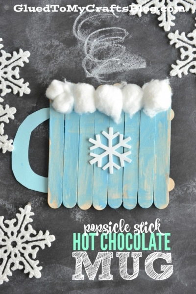 Craft stick mug of hot chocolate craft