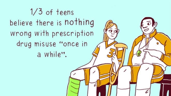 1/3 of teens believe there is nothing wrong with prescription drug misuse 'once in a whlie.'