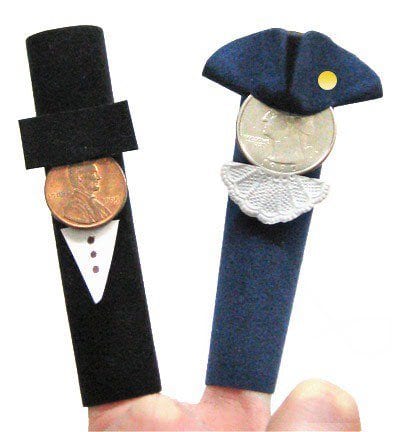 Presidents' Day puppets made from felt and coins