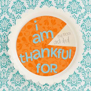 (Gratitude Activities for Kids) A pretend pie says "I am thankful for" there is a slice taken out that spins to reveal different things the student is grateful for.