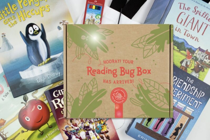 Assortment of books with the Reading Bug Box