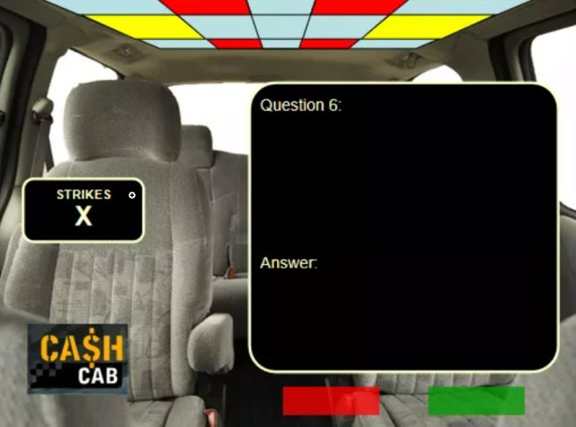 Tobogán personalizado Cash Cab para usar en juegos de revisión
