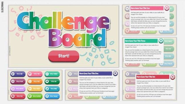 Plantilla de diapositiva de Google de tablero de desafíos para usar en juegos de revisión en el aula