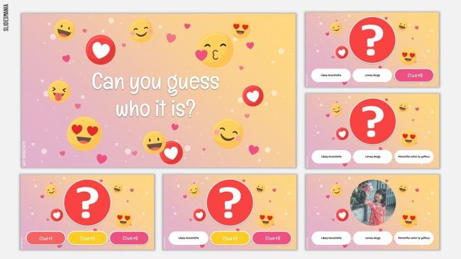 Guess Who game slides templates for classroom review