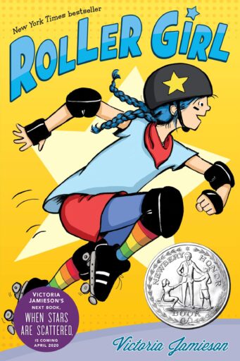 Book cover of Roller Girl by Victoria Jamieson with illustration of girl roller skating