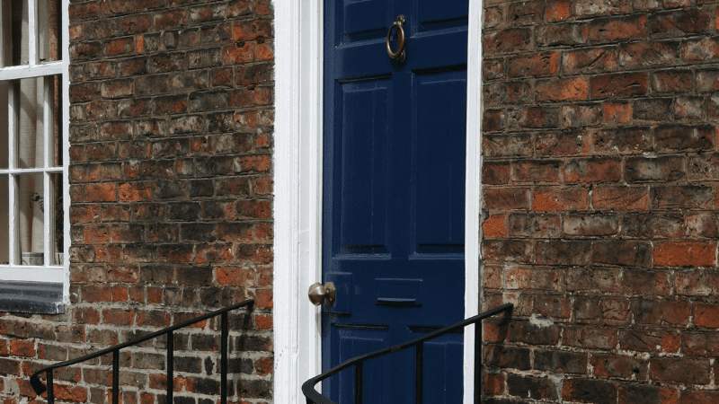 Blue townhouse door