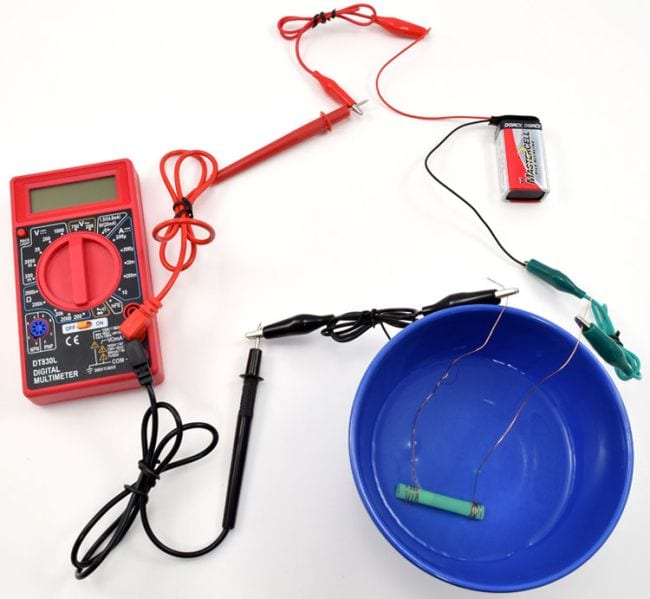 Open circuit equipment for testing for electrolytes (Science Experiments for High School)