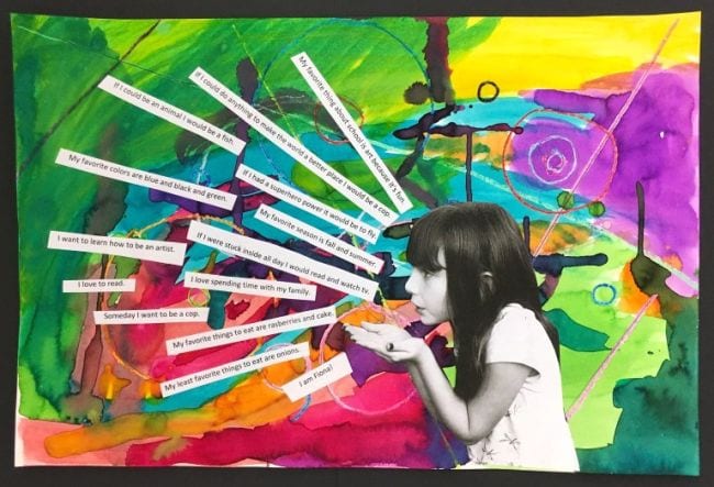 Photo portrait of a child against an abstract background (Second Grade Art)