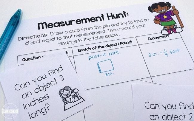 Measurement hunt printable second grade math worksheets