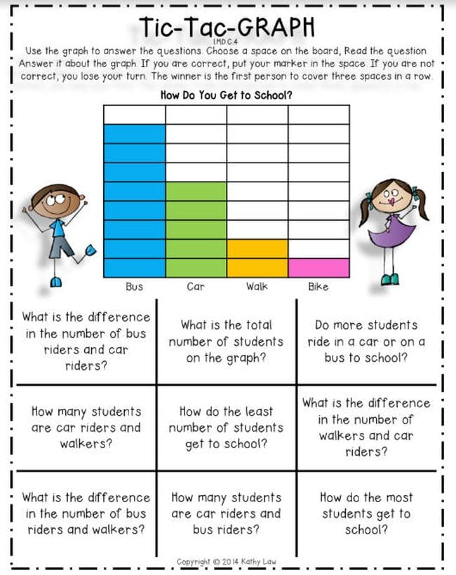 Printable math worksheet for Tic Tac Math game