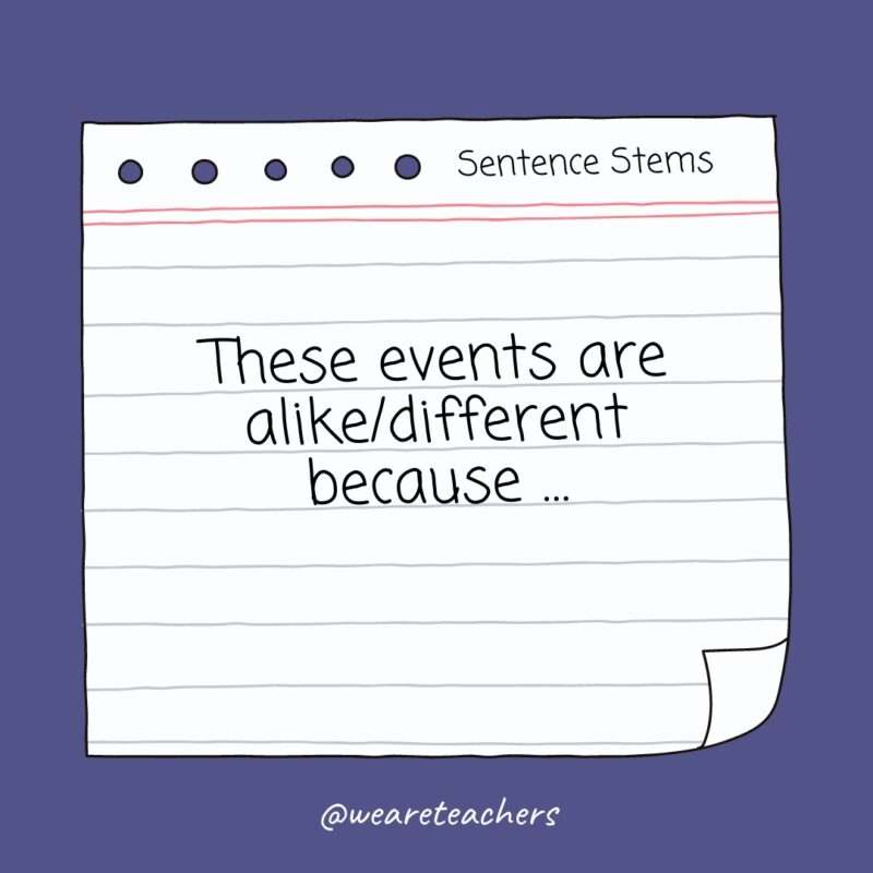 These events are alike/different because ...
