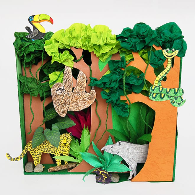 Rainforest Craft Activity Amazon Rainforest Habitat Diorama Paper Model ...