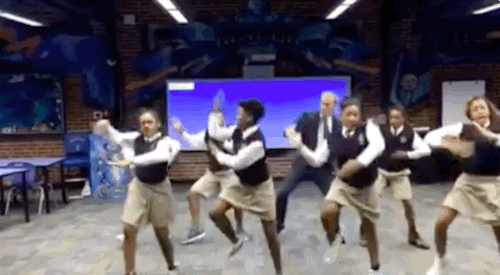 school admin dancing