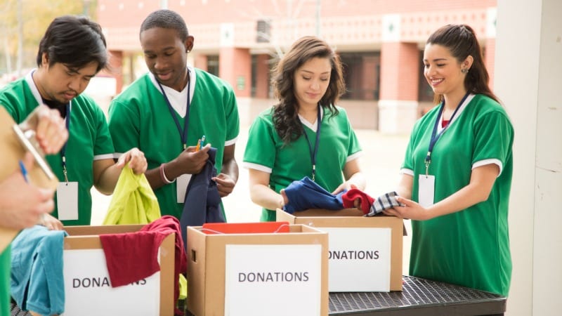students engaging in service learning