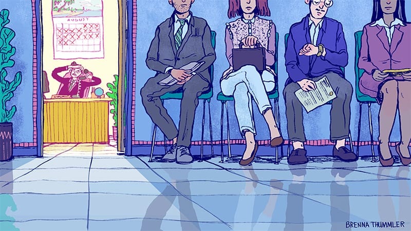 teachers waiting to be interviewed