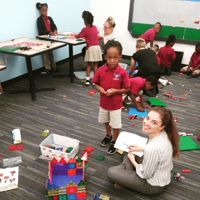 Students build in the STEM lab at Arlington Community Academy - STEAM Careers