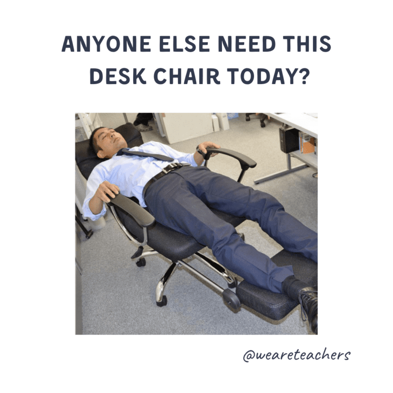 sleeping on laying down chair in office