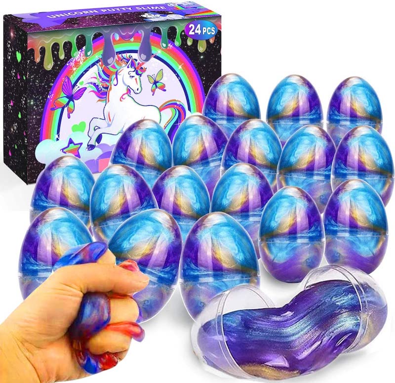 Galaxy slime putty in clear plastic eggs